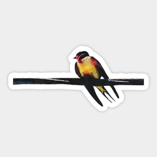 Swallow Bird Perched on a Wire Watercolor Style Sticker